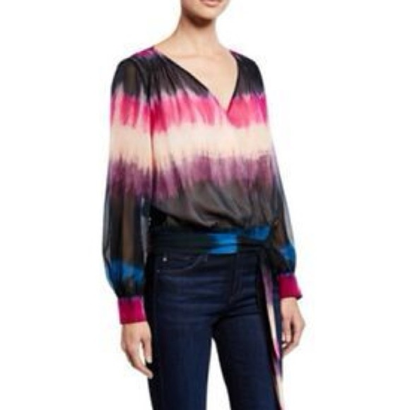 NWT Tanya Taylor Silk Wrap Multicolor Blouse - 8 - Picture 2 of 5